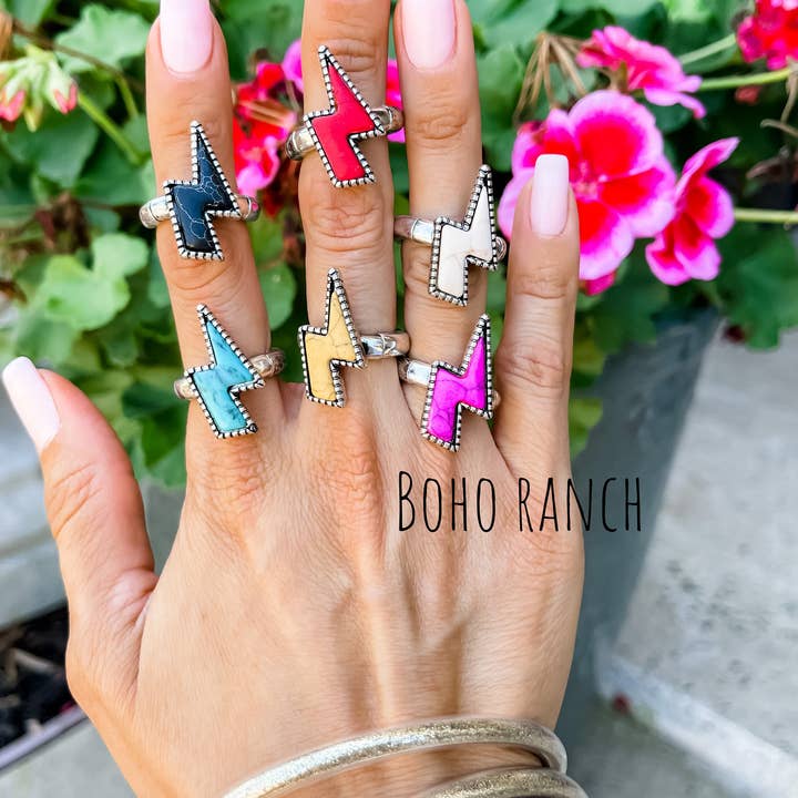 Boho Ranch Shop - Wholesale Cocktail/Statement Ring - Western Lightning Bolt Thunder - Ring4