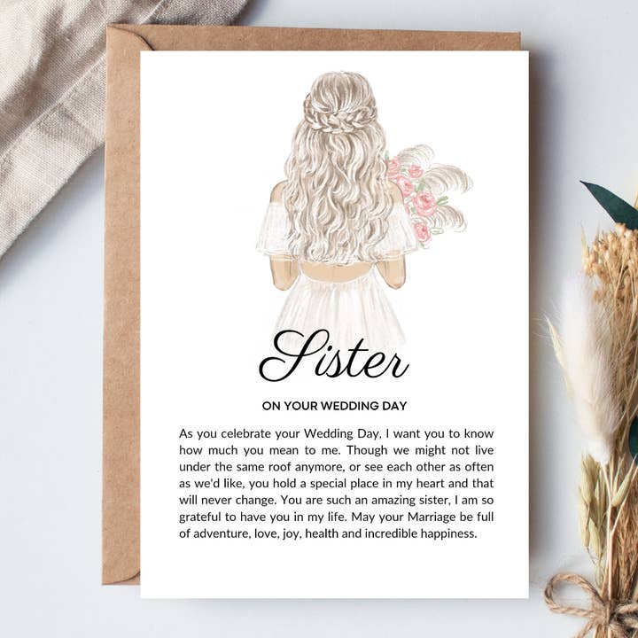 Sister Wedding Day Printed Poem - Blonde for wholesale by Boho Babe UK Studio
