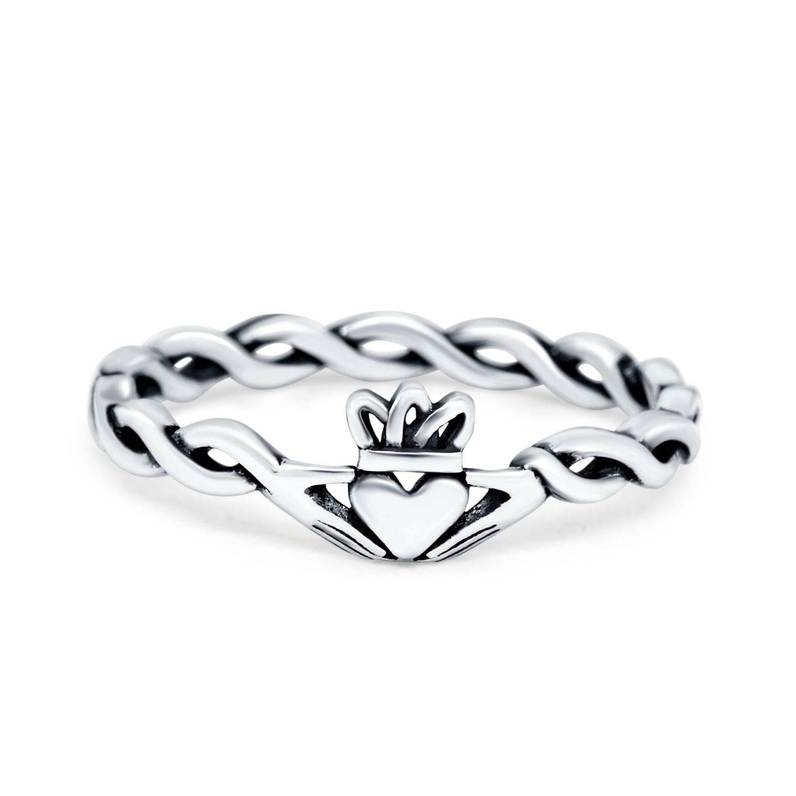 Argento Sterling. Anello Claddagh con corda in argento sterling 925 in vendita all'ingrosso su Faire0