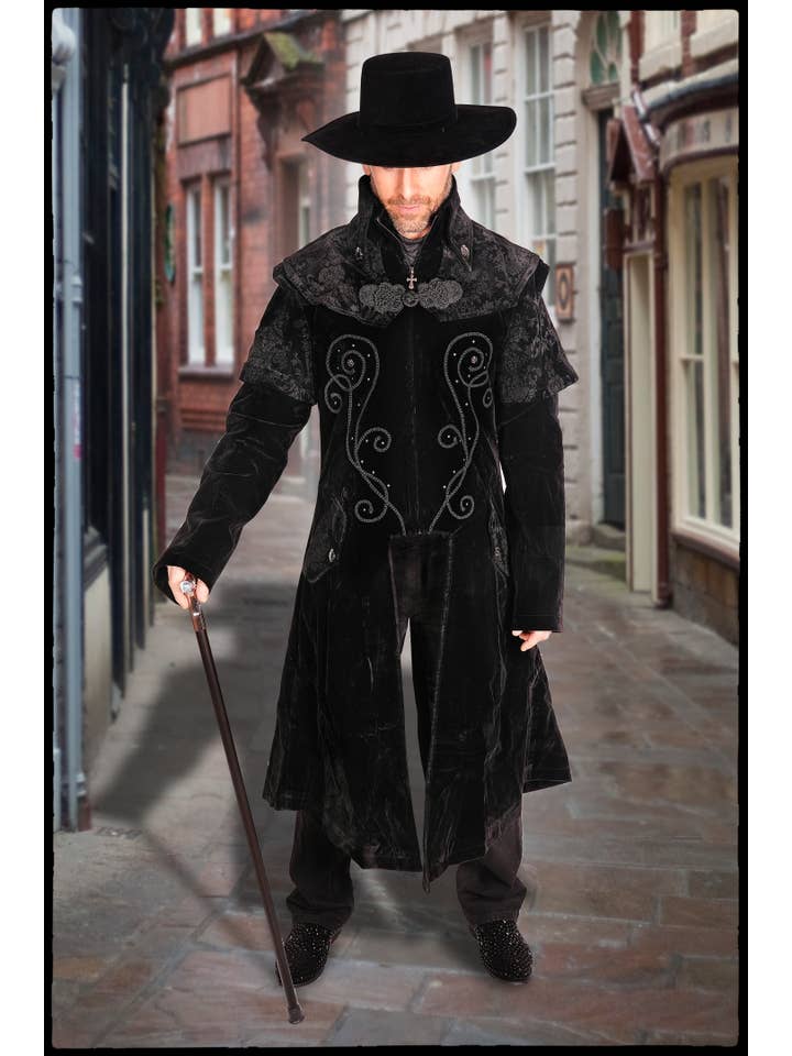 Western Fashion - Wholesale Coat - Men's - CT13401-Men's Black Gothic Winter Coat