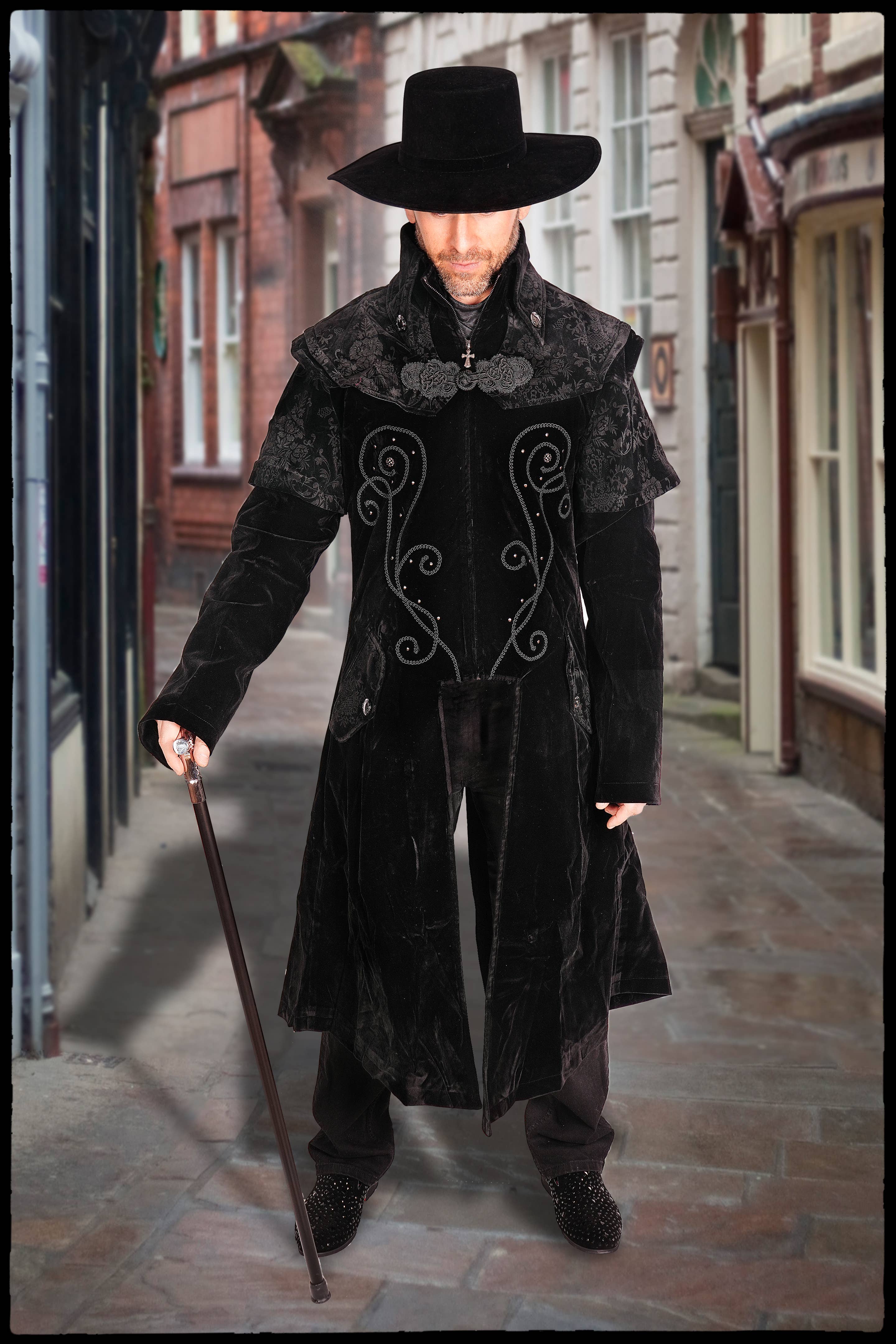 Western Fashion - Wholesale Coat - Men's - CT13401-Men's Black Gothic Winter Coat