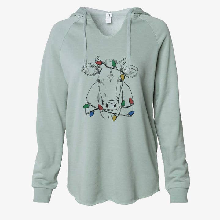Christmas Lights Cruz the Cow - Cali Wave Hooded Sweatshirt for wholesale by Inkopious