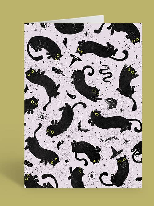 Carte de vœux Void Kitties | chats noirs | sorcière | magie pour la vente par Elissa Marie Creative