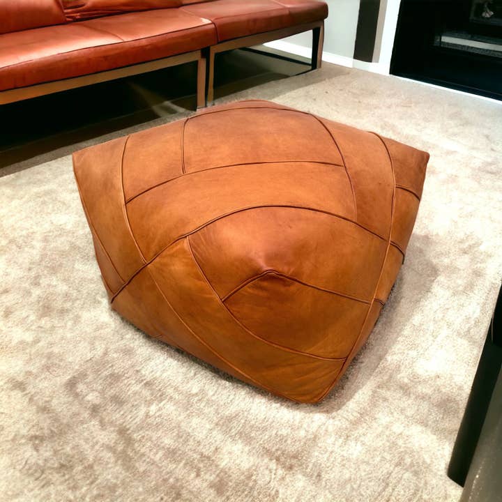 DarKech - Wholesale Pouf - Amazing square Ottoman Pouffe Moroccan leather pouf