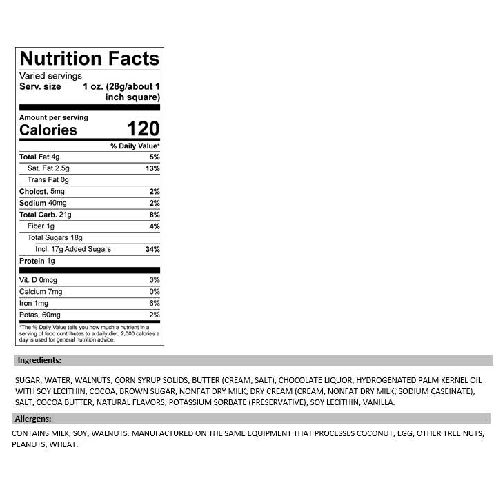 Valley Fudge & Candy - Wholesale Fudge - Chocolate Walnut 1/2 lb. Fudge Bar2