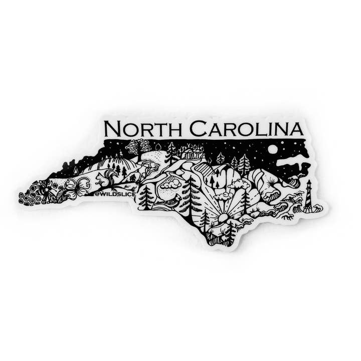 Autocollant 4 pouces de l'État de Caroline du Nord pour la vente par Wild Slice Designs