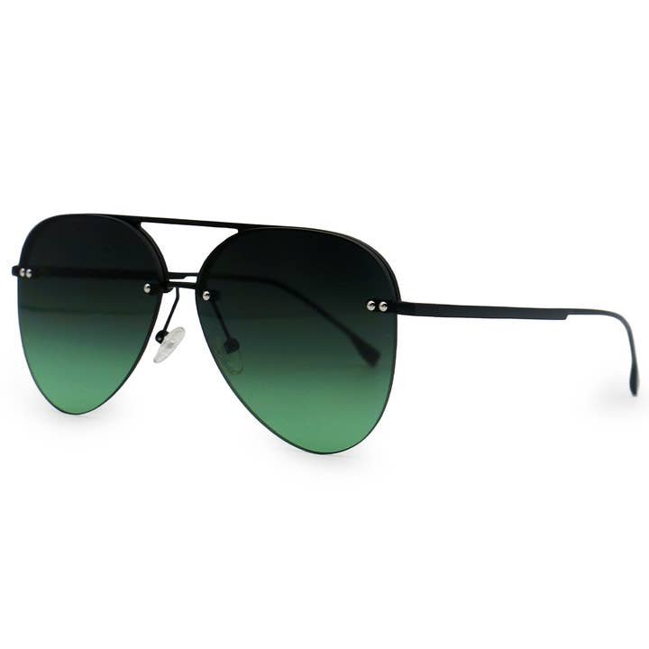 TOPFOXX - Wholesale Sunglasses - Women's - Smaller Megan 2 - Dark Green Metal Aviator Sunglasses3