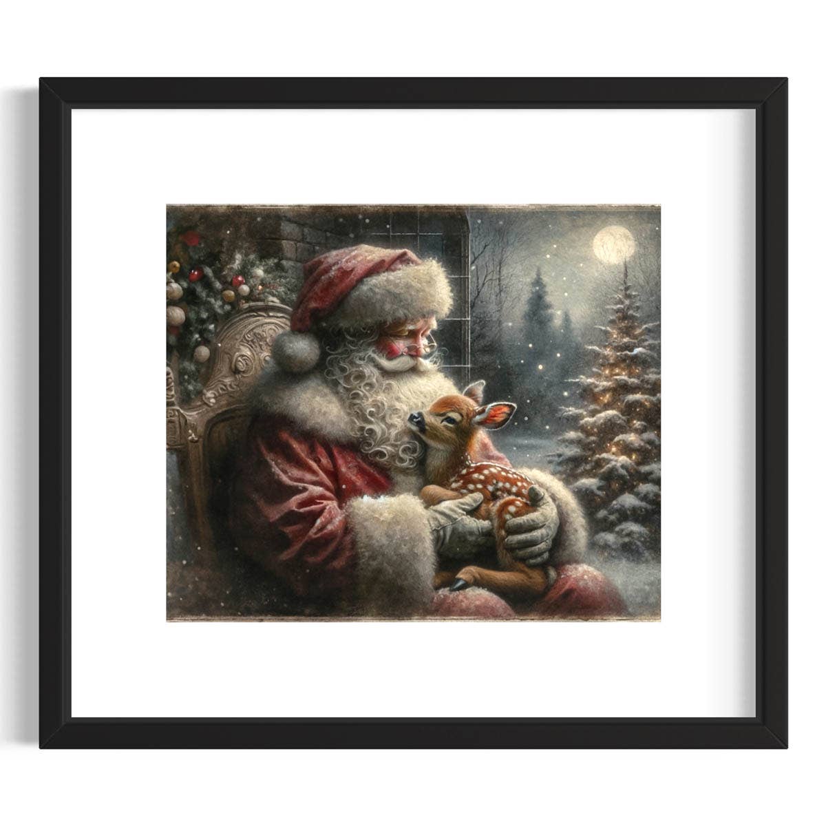 Salty Alyce – wholesale Christmas Wall Art – Christmas Vintage Santa Claus and Reindeer Print 56RD2