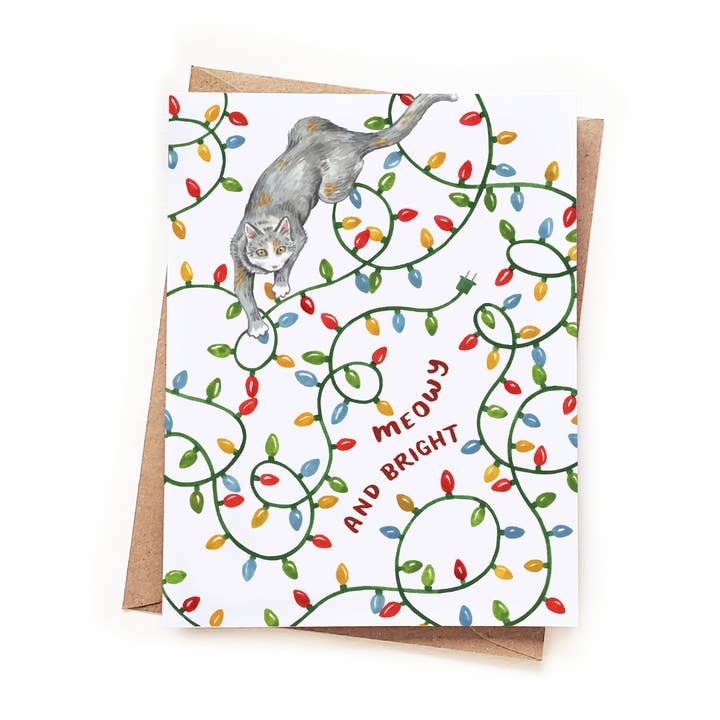 Meowy och Bright Cat Julljuskort för wholesale av Sketchy Notions