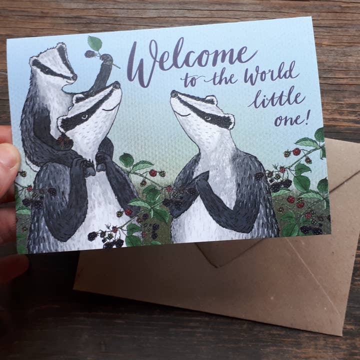 Welcome to the World Little One! new baby card for wholesale by Alice Draws The Line