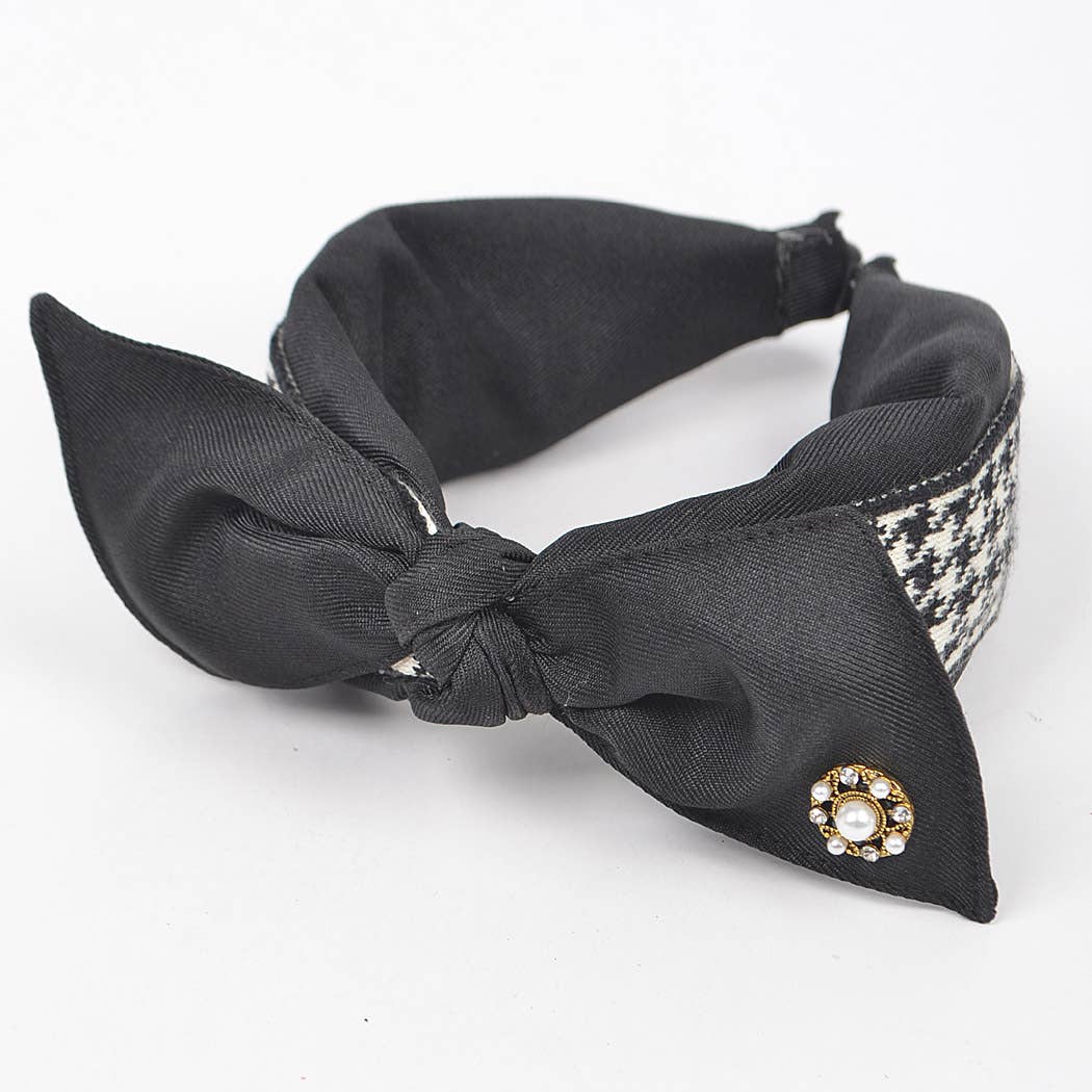 3AM BY H&D ACCESSORIES - Vente Bandeau – femme - Bandeau à nœud en matériaux mixtes avec perle2