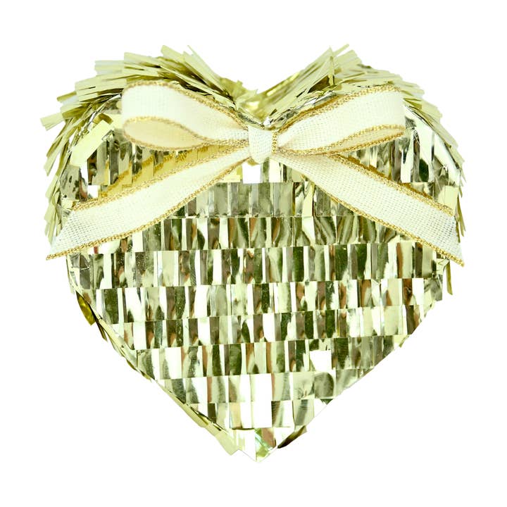 TOPS Malibu – wholesale Festgåva – Påfyllbar mini piñata på 10 cm med metallisk frans i form av hjärta