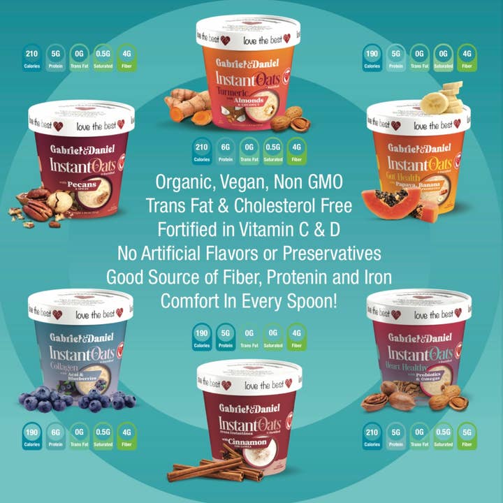 Gabriel & Daniel Wellness Oatmeals - Vente Avoine - Flocons d'avoine et céréales instantanés biologiques - PACK VARIÉTÉ (12 tasses)3