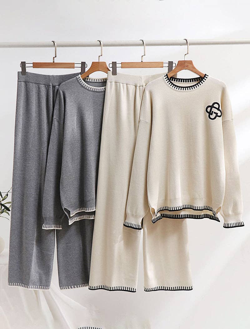 safistyle - Wholesale Lounge Set - Women's - Long Sleeve Knit Sweater & Wide-Leg Pants Set6