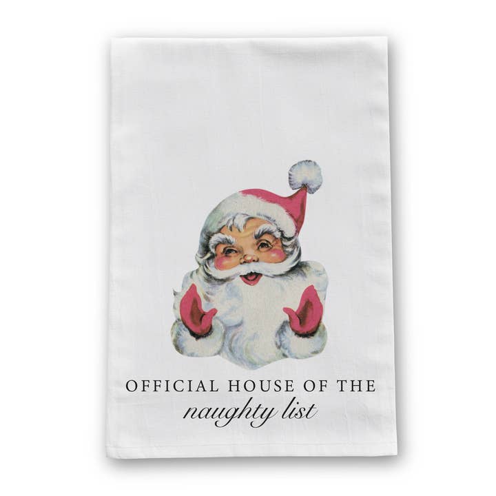 Barrel Down South - Wholesale Tea towel - Naughty List House Vintage Retro Christmas Tea Towel