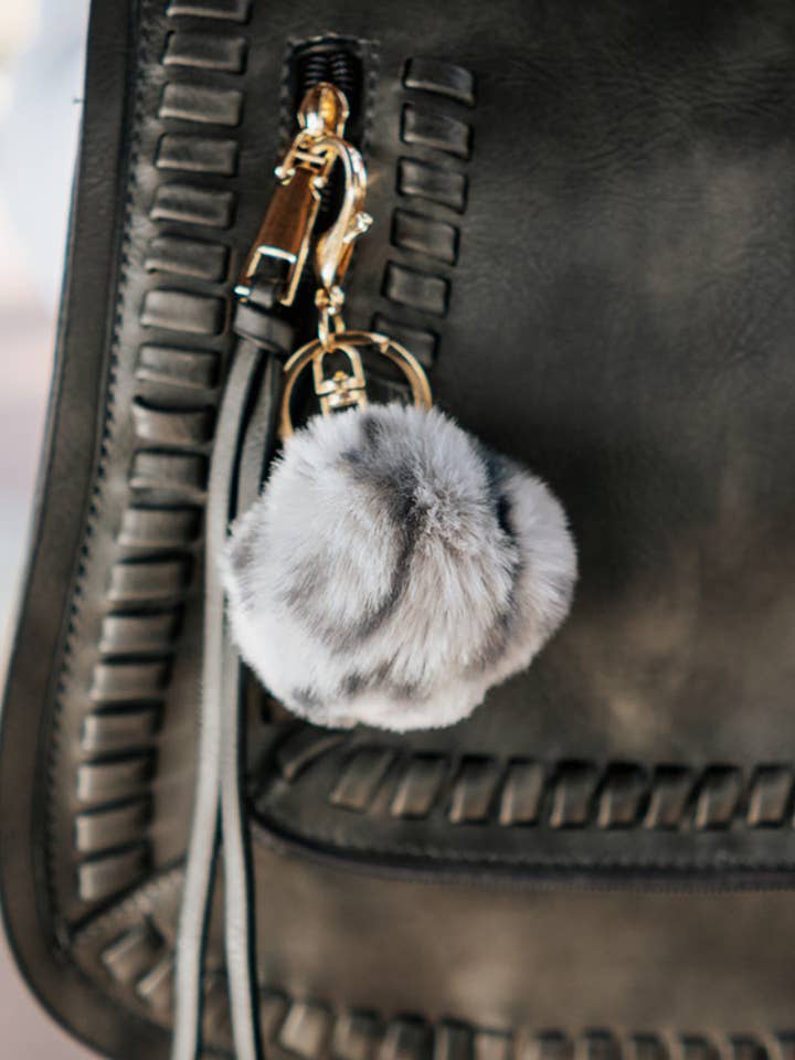 Shea Leopard Pom Pom Keychain for wholesale by modern and chic