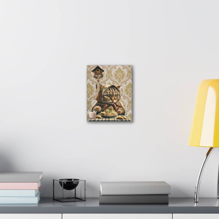 Babushka Cat - Wholesale Art Print - Babushka Cat Eats Her Pierogi