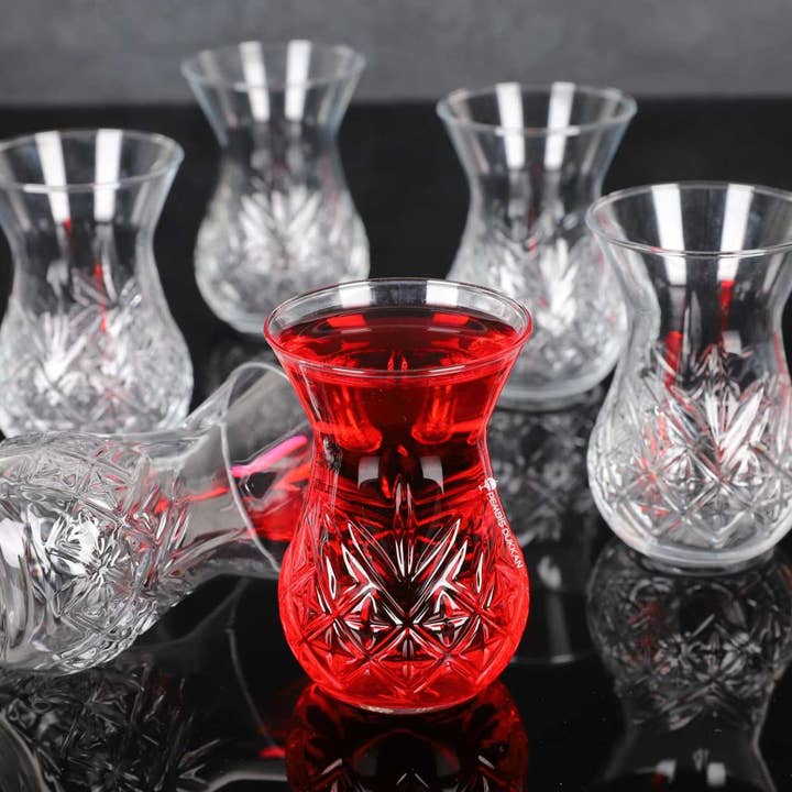 Hakan - Wholesale Coffee/Tea Cup - Pasabahce Timeless Turkish Tea Glasses, 5.75 Oz, 170 cc, Turkish Teacup Set of 6- PB-42881