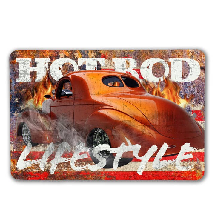 Willys Coupe Back Hot Rod American Muscle Sign for wholesale by Real Cool Stickers & Stuff