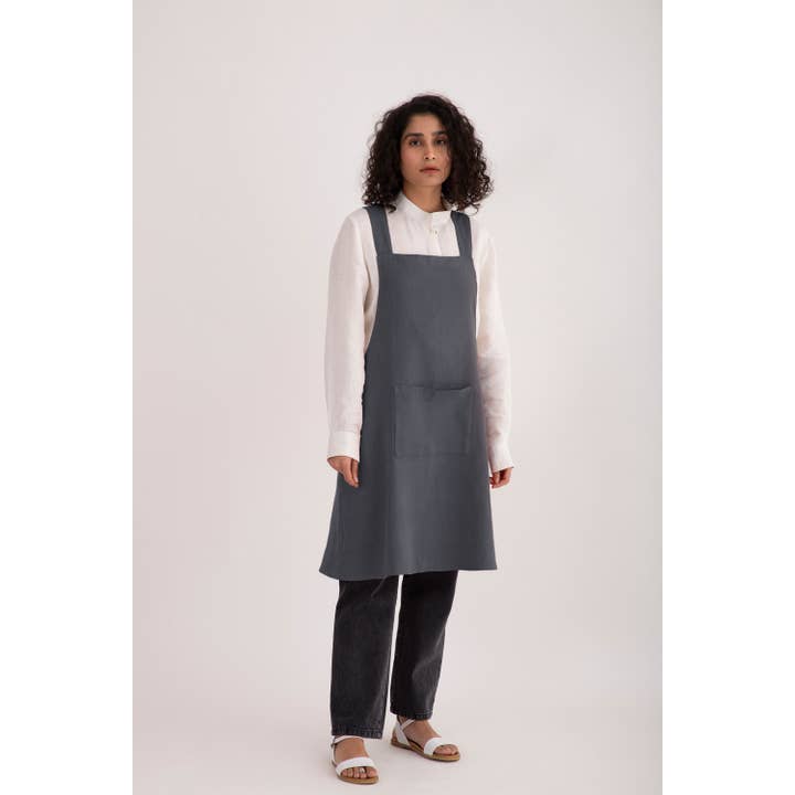 Live Linen - Wholesale Apron - Natural Solid Linen Cross Back Apron – Stylish Utility6