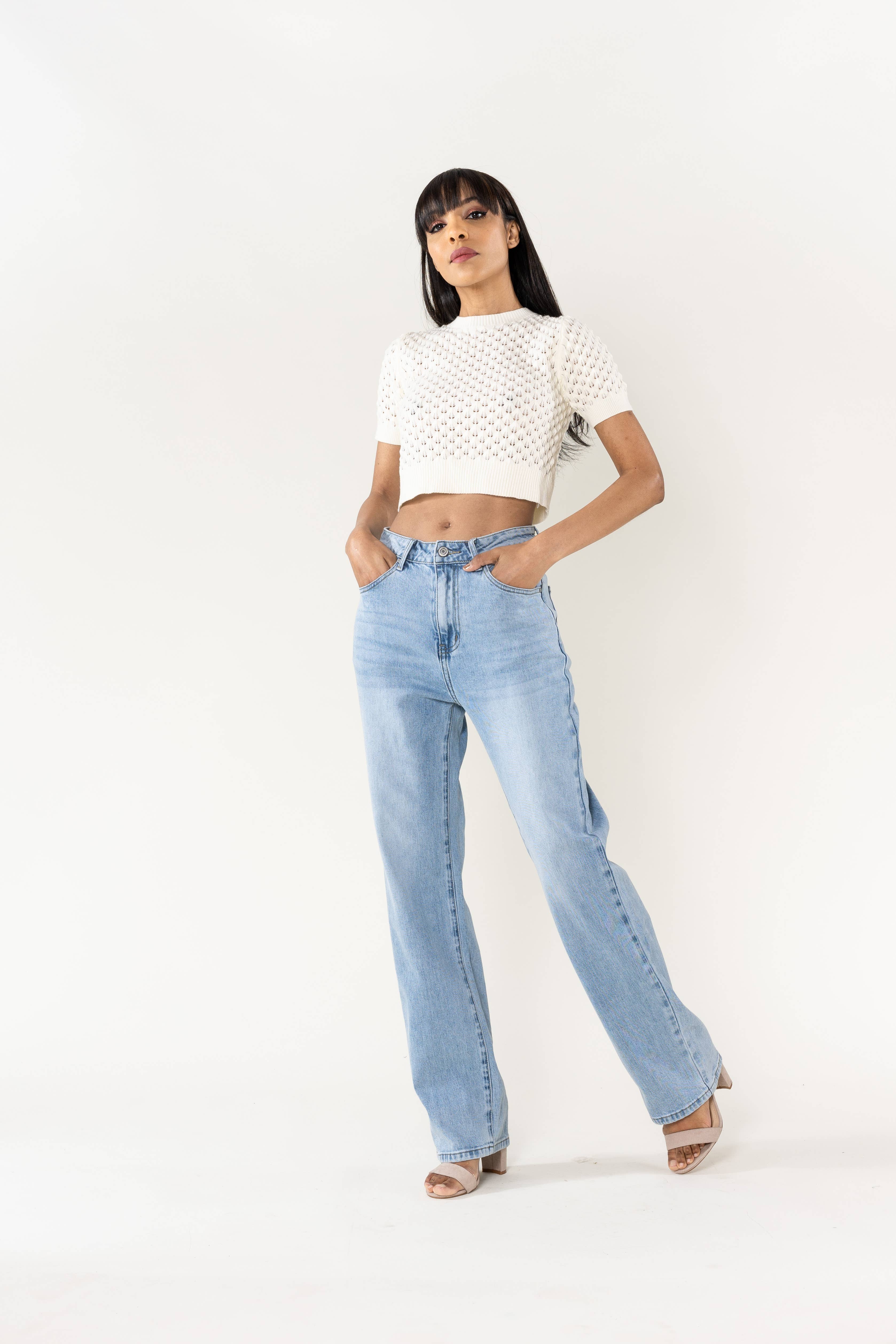 Nina Carter - Wholesale Jeans - Women's - Jean Nina Carter cotton non-stretch straight wide T0025