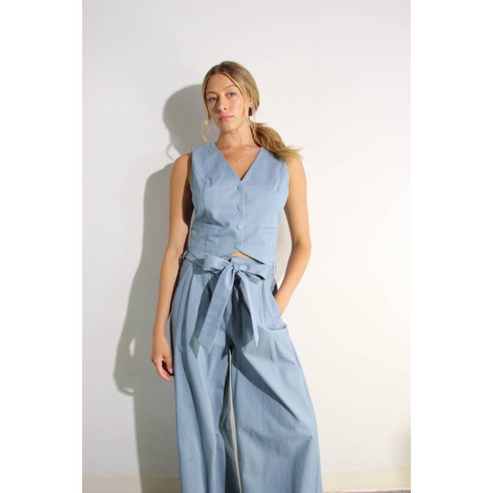BLUE HAZE COTTON VEST AND PANTS SET for wholesale on Faire4