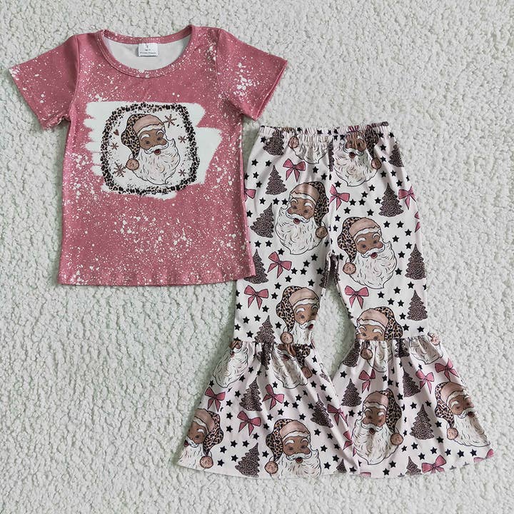 Ensembles de pantalons de Noël roses pour bébés filles pour la vente par Aier Wholesale