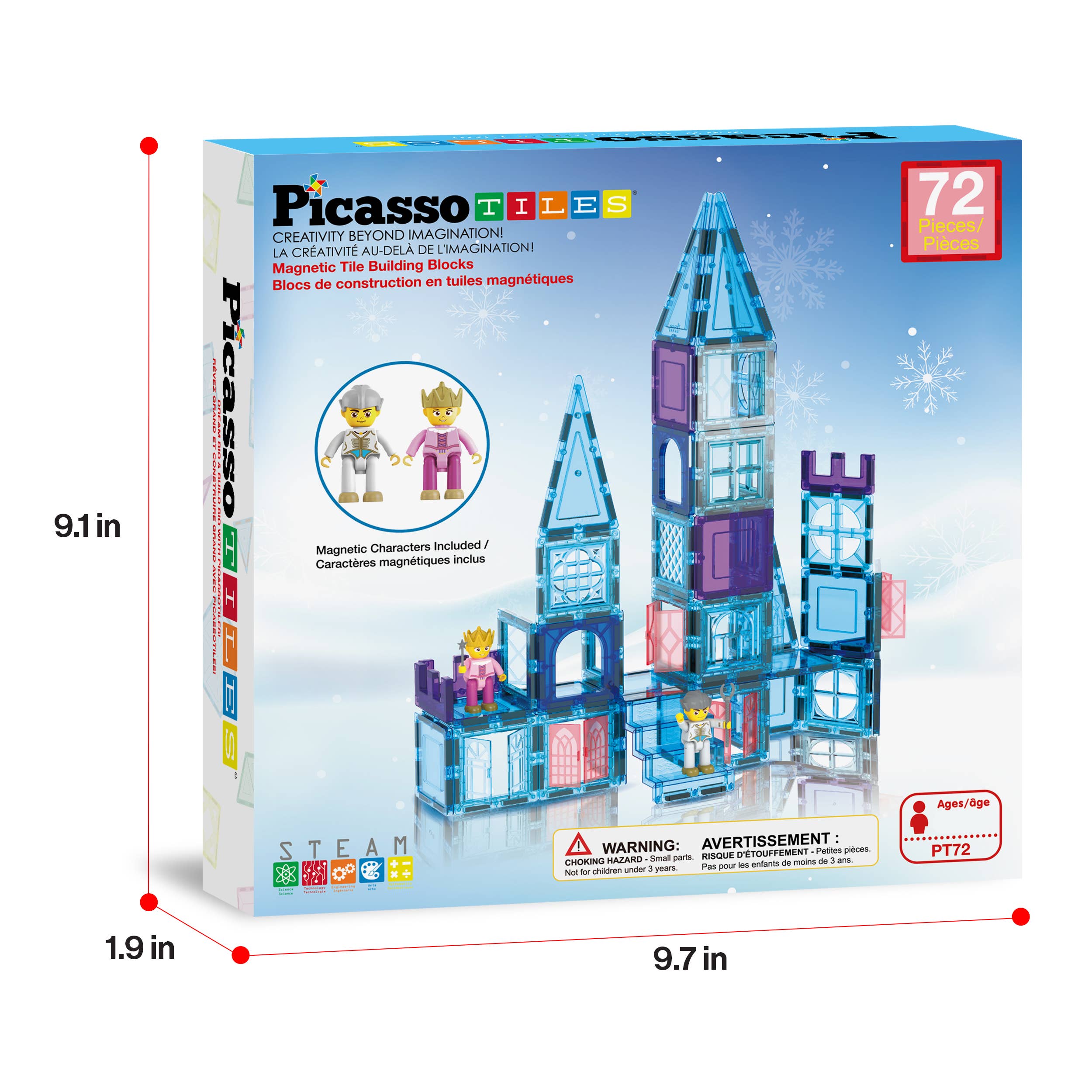 PicassoTiles - Wholesale Building Set - Kids - PicassoTiles 72pc Ice Castle Magnetic Tile Building Set5