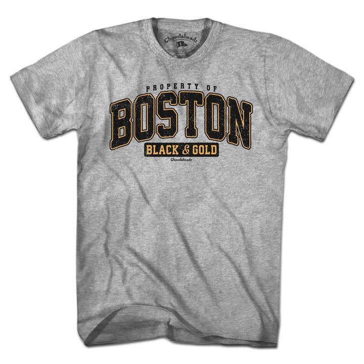 Property of Boston Black & Gold T-Shirt for wholesale by Chowdaheadz