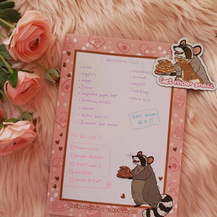 Raccoon with Pancakes A5 Memo Pad for wholesale by Rat Lady Art
