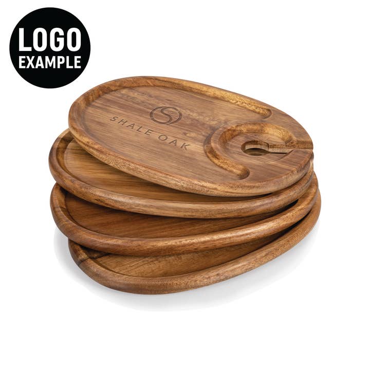 Acacia Wood Wine Appetizer Plate Set Of 4 for wholesale on Faire12