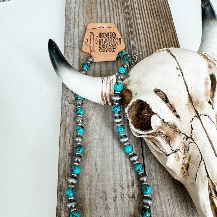 Boho Ranch Shop - Wholesale Beaded/Pearl Necklace - Western Navajo Style Pearl and Bead 18” Necklace
0