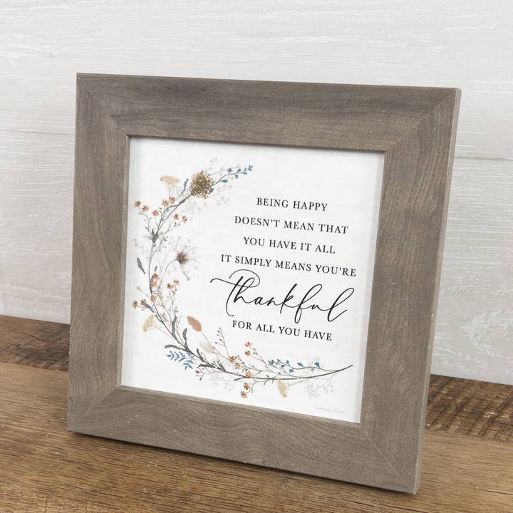 Summer Snow Art - Wholesale Sign - Being Happy Thankful Floral Spring Art Sign7