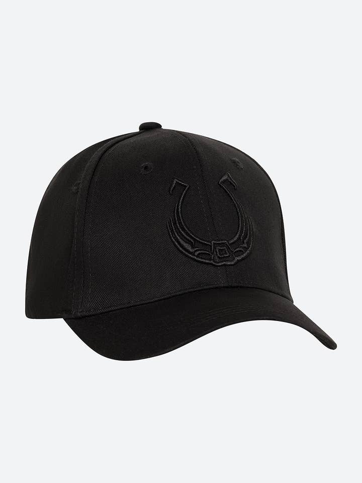 Iconic Horseshoe Cap in Black with Black Embroidery for wholesale by Gaucho Buenos Aires