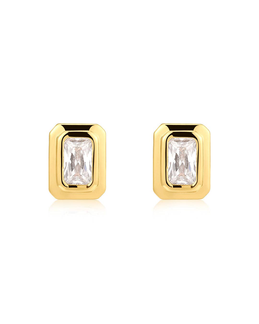 Luv AJ - Wholesale Stud/Post Earrings - The Emerald Bezel Studs (Gold Ships Mid January)0