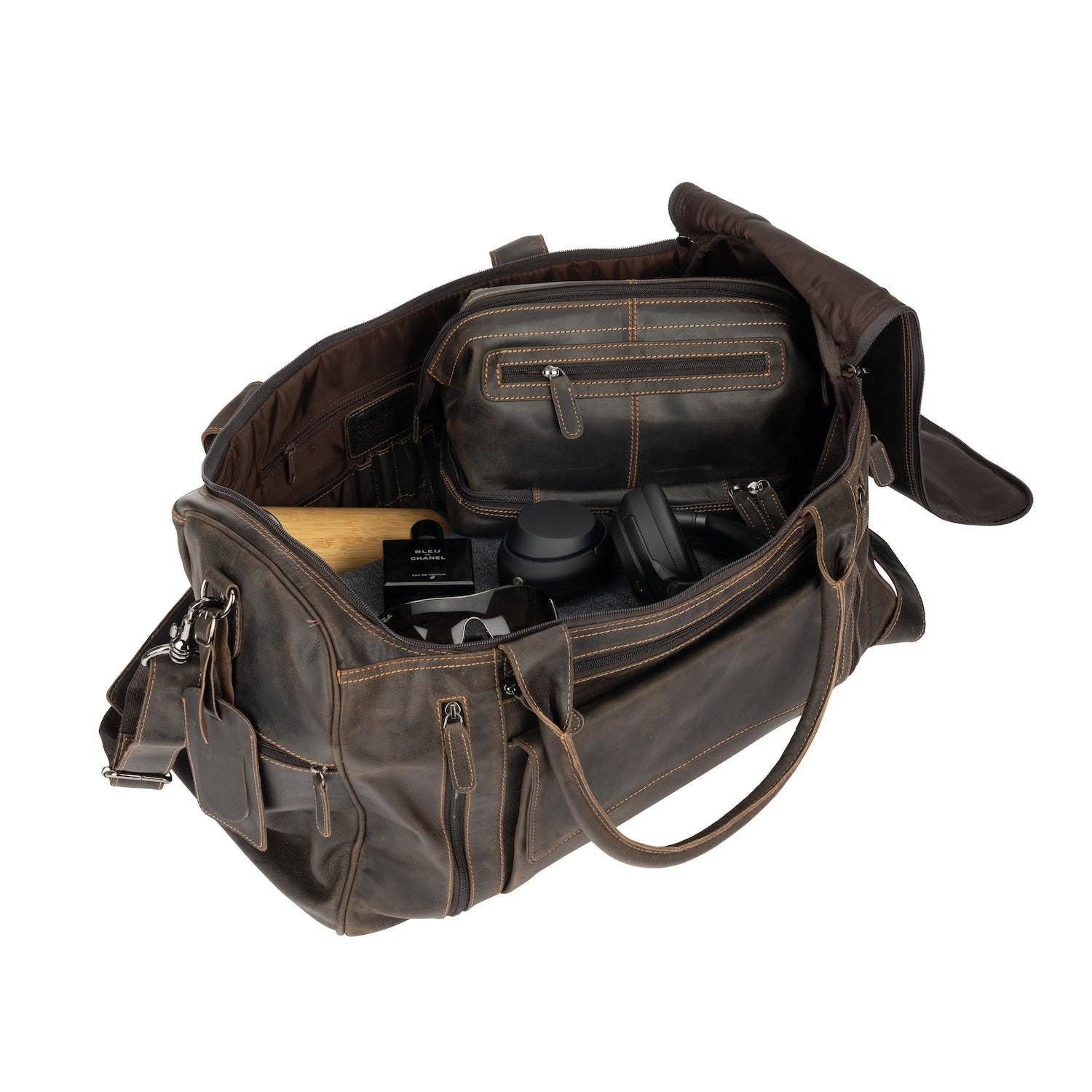 Greenwood Leather - Wholesale Weekender Bag - Men's - Large Leather Weekender Bag - Casual Vintage Look17