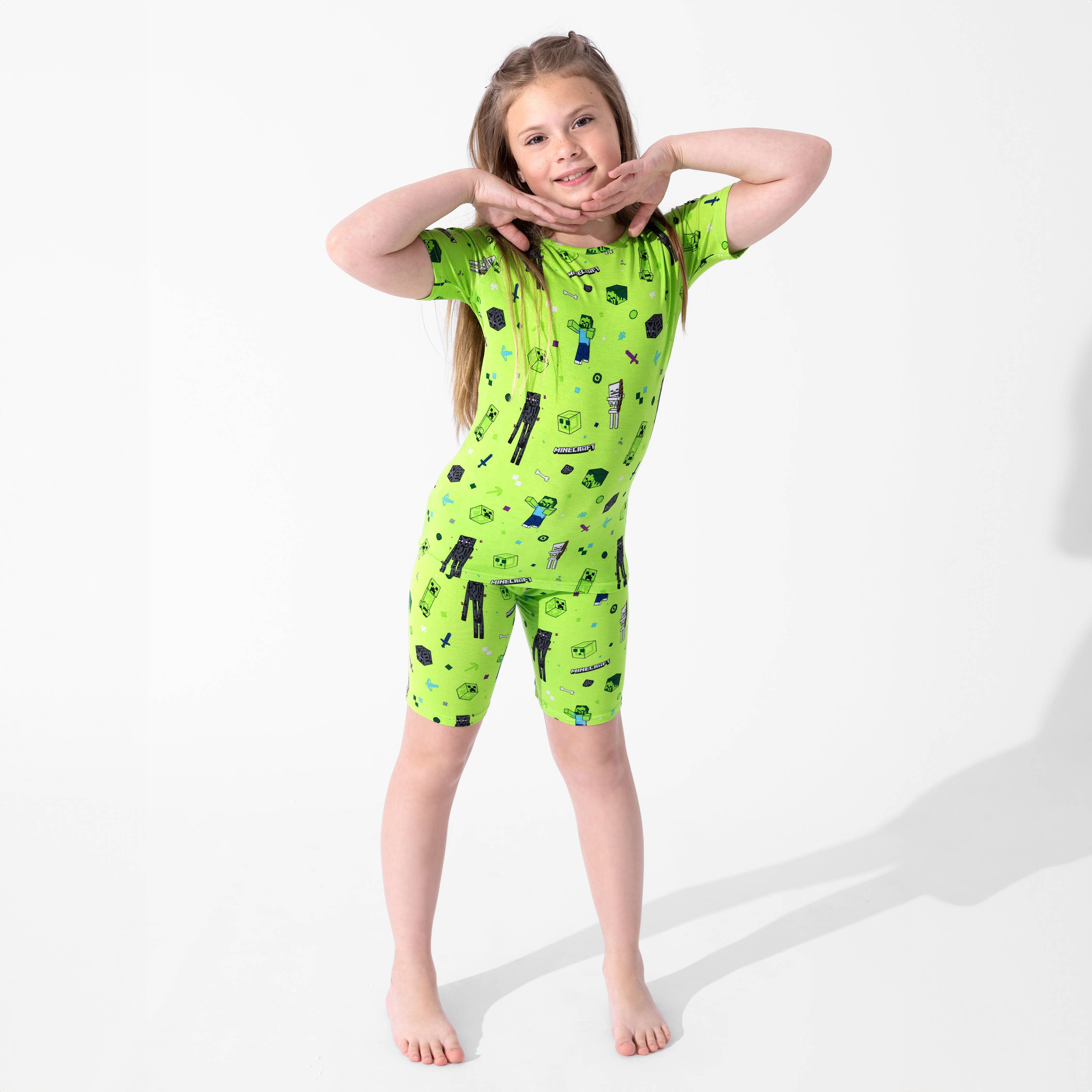 Bellabu Bear – Conjunto de pijama - Crianças por atacado – Conjunto de Pijama Curto Infantil Minecraft Mob Squad Bamboo2