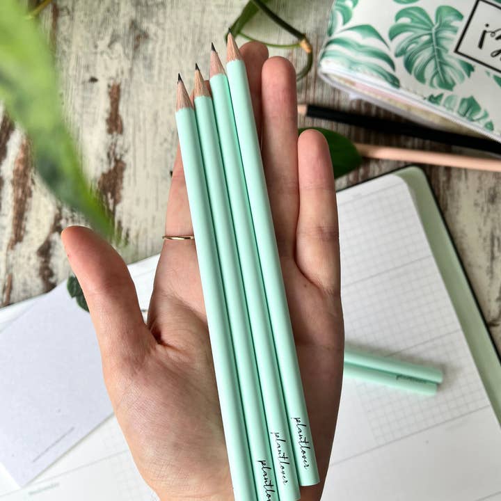 plantyintroverts - Wholesale Pencil - pencil with engraving 'plantlover', mint pencil2