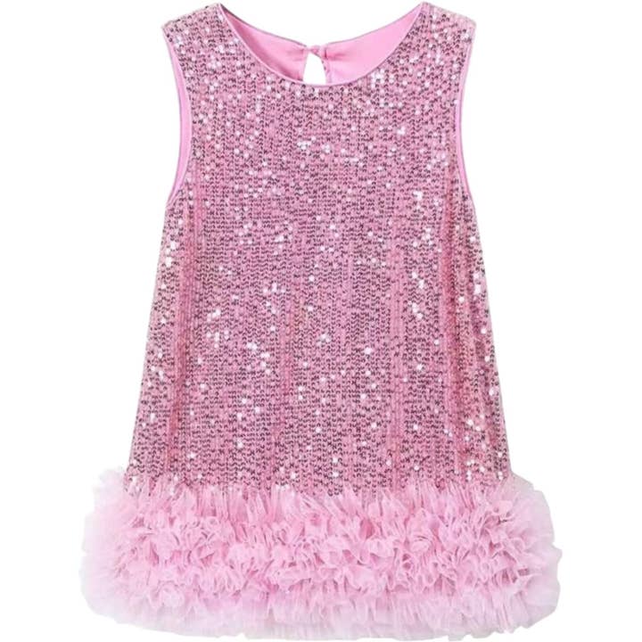 Girls Sequin Tulle Hem Party Dress for wholesale by Zeus and Lexi Kids