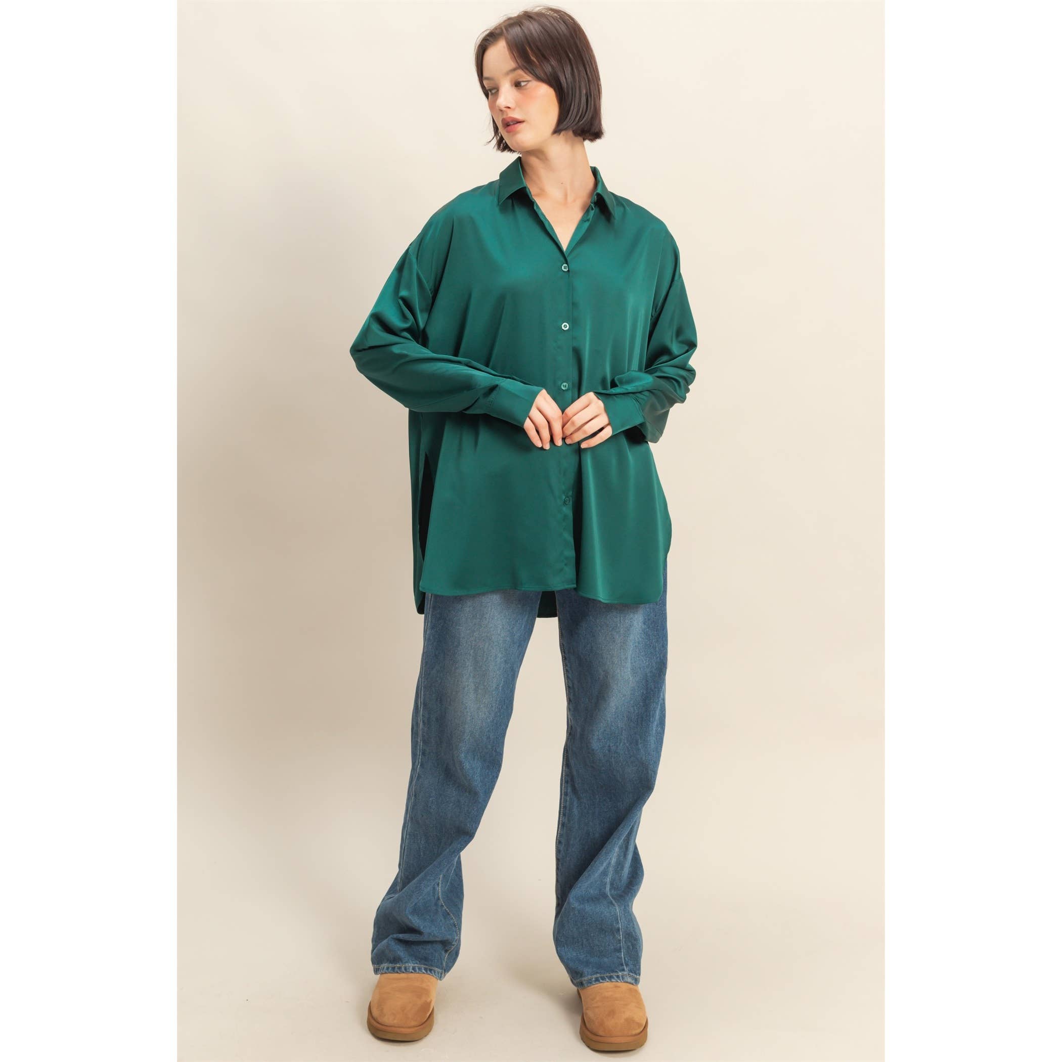 HYFVE - Venta al por mayor Blusa - Mujer - Camisa de satén de manga larga y corte holgado13