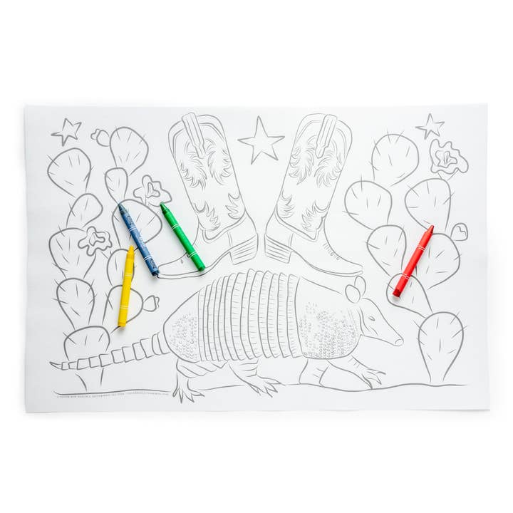 Color Box Design & Letterpress – Engroshandel Maleunderlag - Børn og baby – Farvelægning Dækkeservietter | Texas1