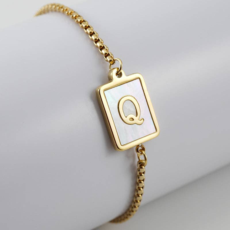 Mio Queena - Wholesale Charm/Dangle Bracelet - Gold-plated Shell Stainless Steel Initial Bracelets16