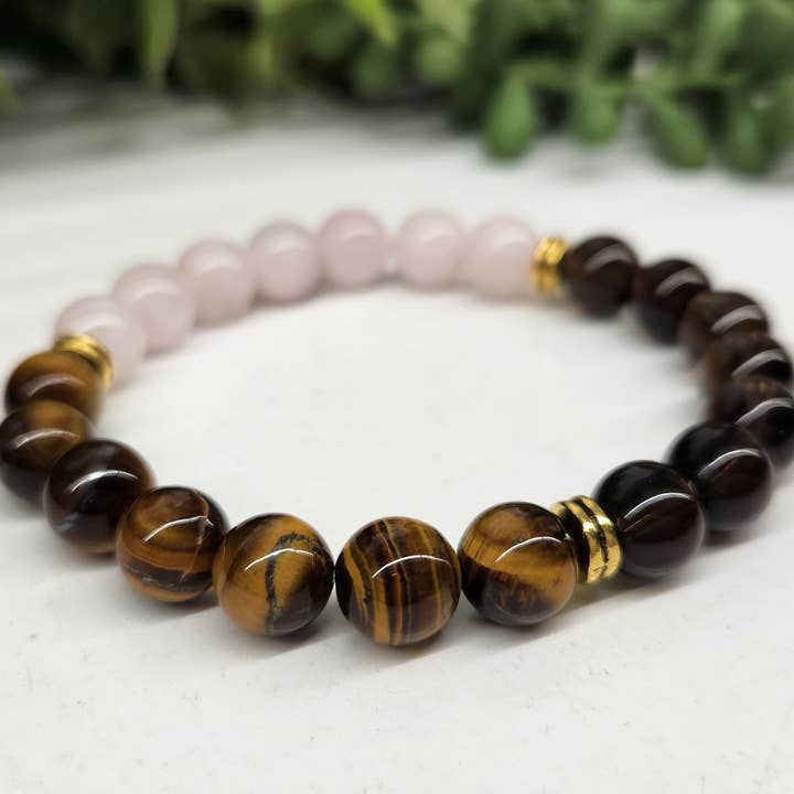 Meraki Gemstones - Wholesale Beaded Bracelet - RELEASING THE PAST-Rose Quartz/Smoky Quartz/Yellow Tiger Eye3