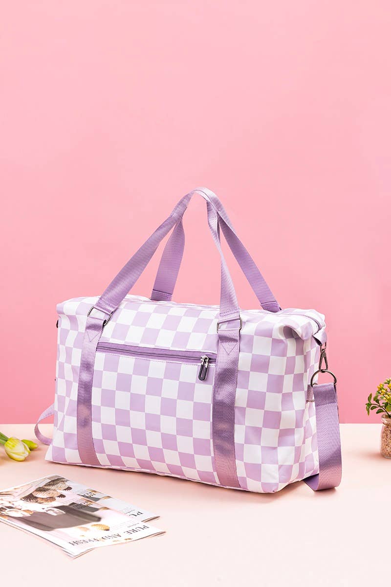 42POPS - Wholesale Shoulder Bag - Women's - `.Large Capacity Checkered Travel Duffle Bag With Sho1
