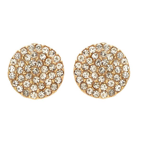 Small Round Disc Pave Stud Earrings for wholesale by Rebel Designs Accessories