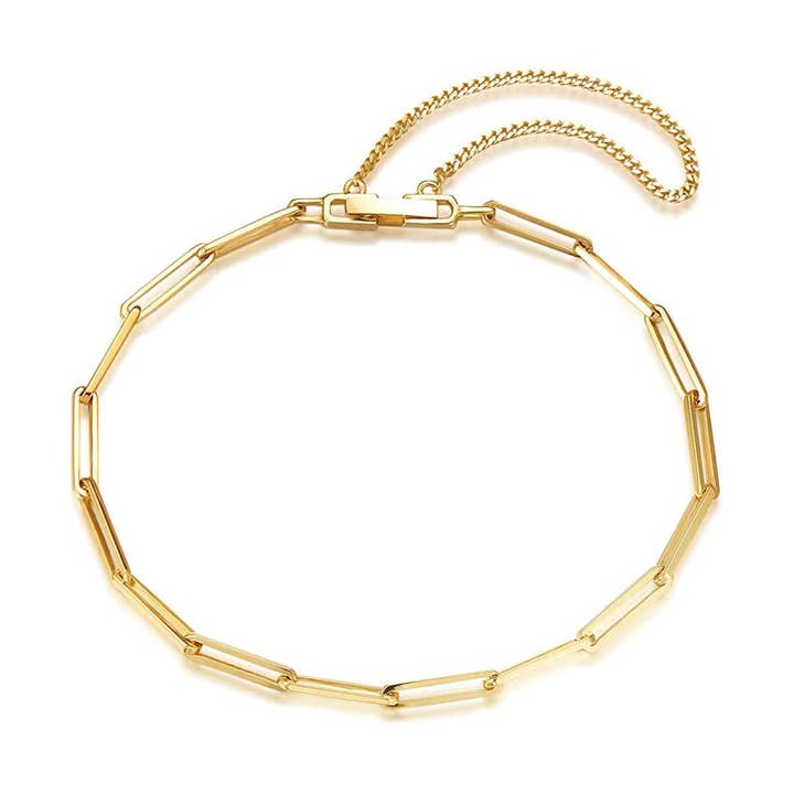 Pulsera FANCIME en oro amarillo macizo de 14 quilates con cadena de eslabones con forma de clip para venta al por mayor de Fanci Me Jewelry