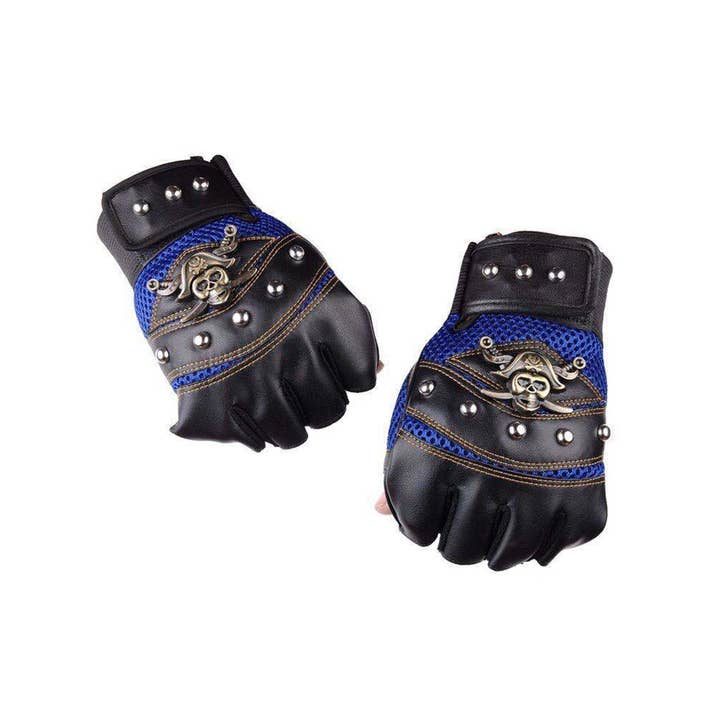 Tourtiwi - Wholesale Gloves - Women's - Pirate Skull Fingerless Motorcycle Gloves3