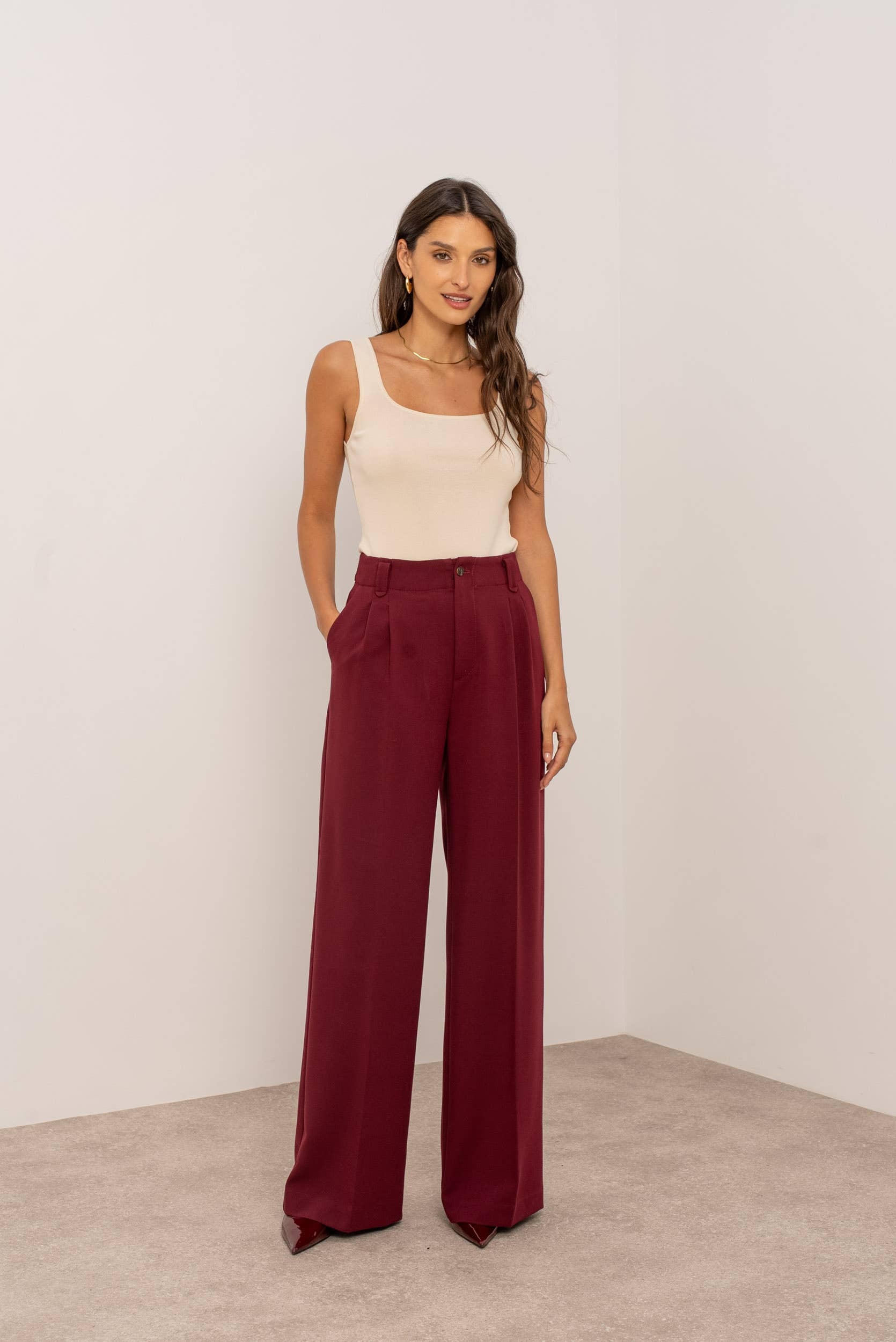 Attentif Paris - Vendita all'ingrosso Pantaloni eleganti - Donna - [Aura] Pantaloni ampi a vita alta con pinces51