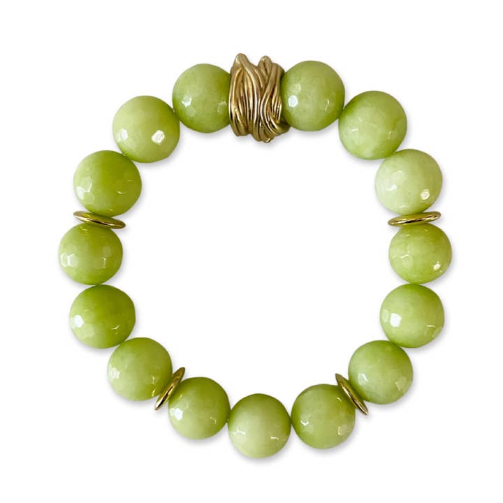 Bracelet Happy Jade - Citron vert pour la vente par Traci's Beads