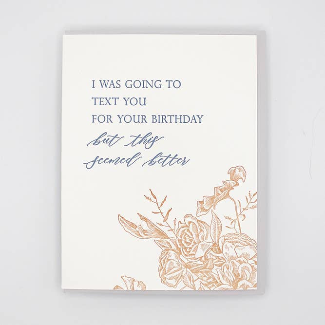 Rust Belt Love Paperie – Engroshandel Fødselsdagskort – Send dig en sms til din fødselsdag, men dette syntes bedre kort0